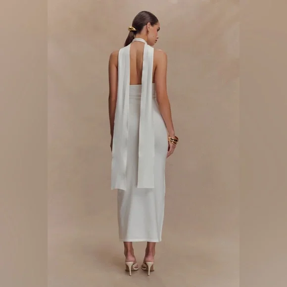 Meshki Wynn Floral Knit Midi Dress - White - Picture 3 of 12